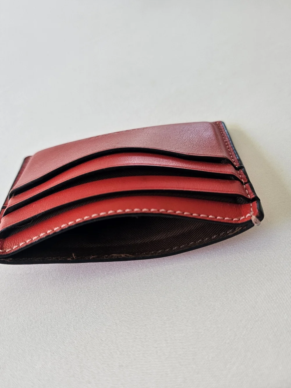 COACH Red Leather Slim Card Wallet
